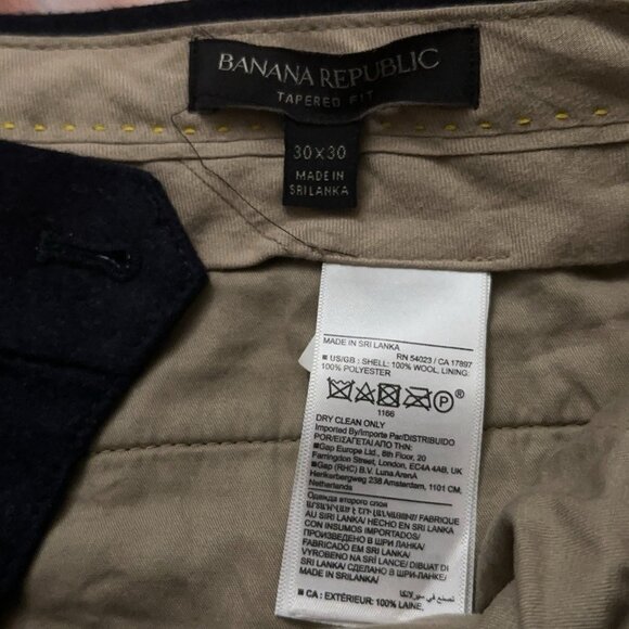 Banana Republic Dress Pants 30x30 Tapered Fit Wool Vitale Barberis Canonico Blue - Picture 5 of 6